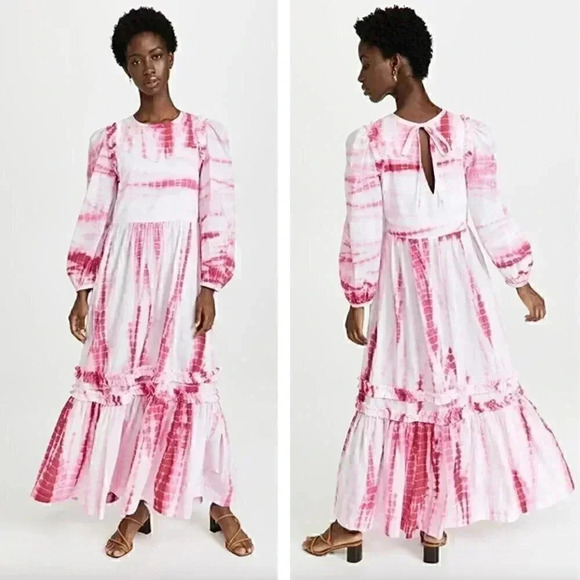 NEW Alix of Bohemia Plume Pink Shibori Dress Tie Dye Bohemian Style Maxi - Picture 1 of 14